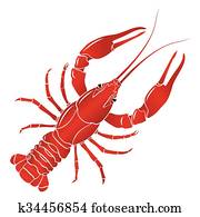 וקטור, רתח, אדום, crayfish,, כראוופיש