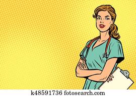 Beautiful Caucasian nurse with stethoscope Beautiful Caucasian nurse with stethoscope