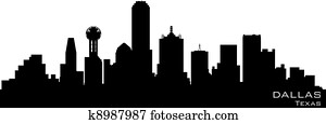 Dallas, Texas skyline. Detailed vector silhouette Dallas, Texas skyline. Detailed vector silhouette