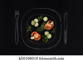 Fresh tomato salad on a white ceramic plate Fresh tomato salad on a white ceramic plate