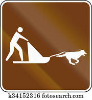 United States MUTCD guide road sign - Dog sleds United States MUTCD guide road sign - Dog sleds