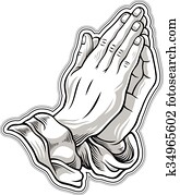 negro y blanco, oración, mano