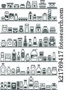 zásoba, shelves, s, náklad