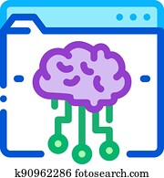 דיגיטלי, בינה מלאכותית, תגמר, ללמוד, צבע, איקון, וקטור, דוגמה