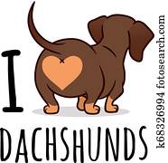 חמוד, כלב של תחש, וקטור, ציור היתולי, דוגמה, הפרד, ב, white,, 