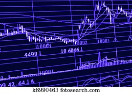 Analysis stock chart on monitor