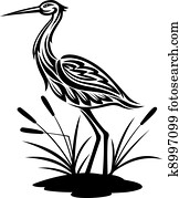 Heron on the bog landscape Heron on the bog landscape