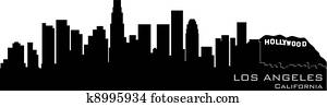 Los Angeles, California skyline. Detailed vector silhouette Los Angeles, California skyline. Detailed vector silhouette