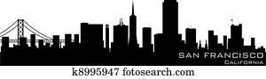 San Francisco, California skyline. Detailed vector silhouette San Francisco, California skyline. Detailed vector silhouette