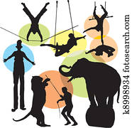 set circus silhouettes set circus silhouettes