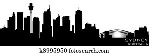 Sydney, Australia skyline. Detailed vector silhouette Sydney, Australia skyline. Detailed vector silhouette