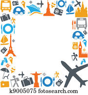 colorful traveling and transportation icons colorful traveling and transportation icons