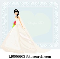 hermoso, novia, tarjeta