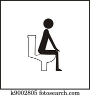 Icon of a correct position sitting in the toilet Icon of a correct position sitting in the toilet