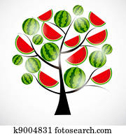 עץ, מ, watermelon., וקטור, illustration.