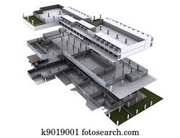 3d architecture exploded. 3d architecture exploded.