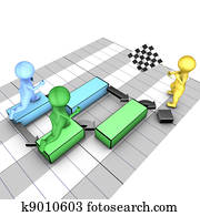 Concept of gantt chart. A team completes tasks. The flagman symbolizes the project deadline. Concept of gantt chart. A team completes tasks. The flagman symbolizes the project deadline.