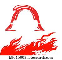 fire and fireman helmet fire and fireman helmet