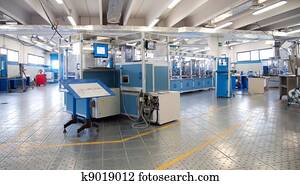 fábrica, -, predios, linha, mercado de zurique, máquina, para, automação