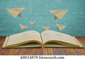 Magic book with paper plane Magic book with paper plane