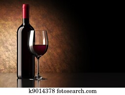 Red Wine Bottle with Glass Red Wine Bottle with Glass