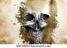 Tattoo evil design with skull Tattoo evil design with skull