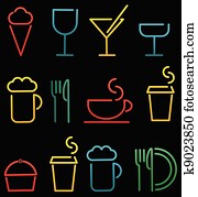 colorful beverage and food set colorful beverage and food set