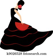 Flamenco dancer. Spanish girl with fan Flamenco dancer. Spanish girl with fan