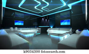 Blue cyber interior room Blue cyber interior room