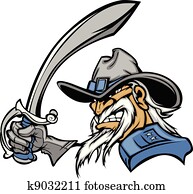 Civil War General Mascot with Sword Civil War General Mascot with Sword