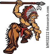 Indian Chief Mascot with Spear Indian Chief Mascot with Spear