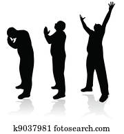 mann, gebet, silhouette mann, gebet, silhouette