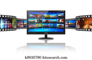 Media telecommunications and streaming video concept Media telecommunications and streaming video concept