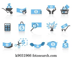 simple money icon, blue series