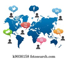 Social Media World Map Vector Social Media World Map Vector
