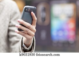 telefone pilha, em, mão telefone pilha, em, mão