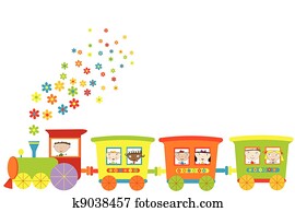 Train with happy children