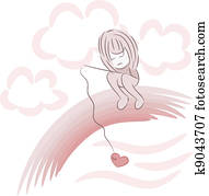 a, menina, ligado, um, arco íris