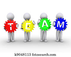 cuatro personas, con, dientes, eso, hechizo, equipo