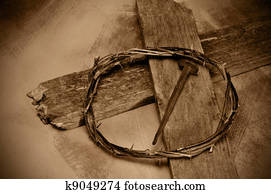Jesus Christ cross, nail and crown of thorns Jesus Christ cross, nail and crown of thorns