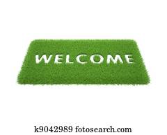 print the words are welcome on the mat of green grass print the words are welcome on the mat of green grass