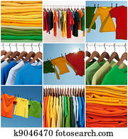 Variety of multicolored casual clothing