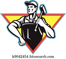 Worker With Hammer Retro Worker With Hammer Retro