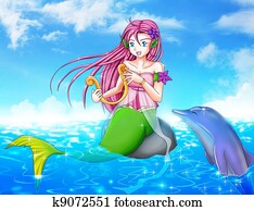 Mermaid and Dolphin Mermaid and Dolphin