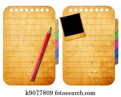 Pencil on Blank notebook on old paper background Pencil on Blank notebook on old paper background