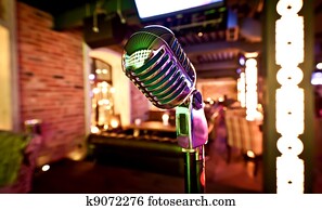Retro microphone on stage Retro microphone on stage