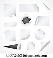 Set of white paper design elements