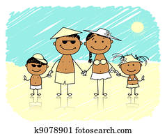 Summer holidays. Happy family on the beach