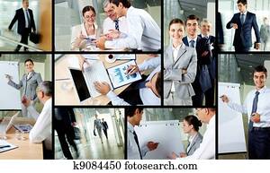 arbeitstag, in, büro