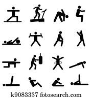 健身, 同时，, 练习, 图标